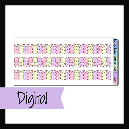 Digital Bunny Peeps Washi Sheet features 3 washi stickers, each with a fun marshmallow bunny theme.