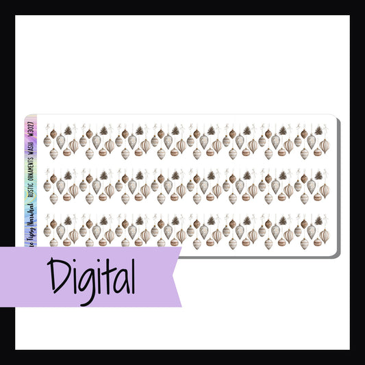 The Digital Ornament Washi is a digital/printable version of the sticker sheet with the same name.  It features 3 strips of washi style stickers featuring a neutral ornament pattern. 