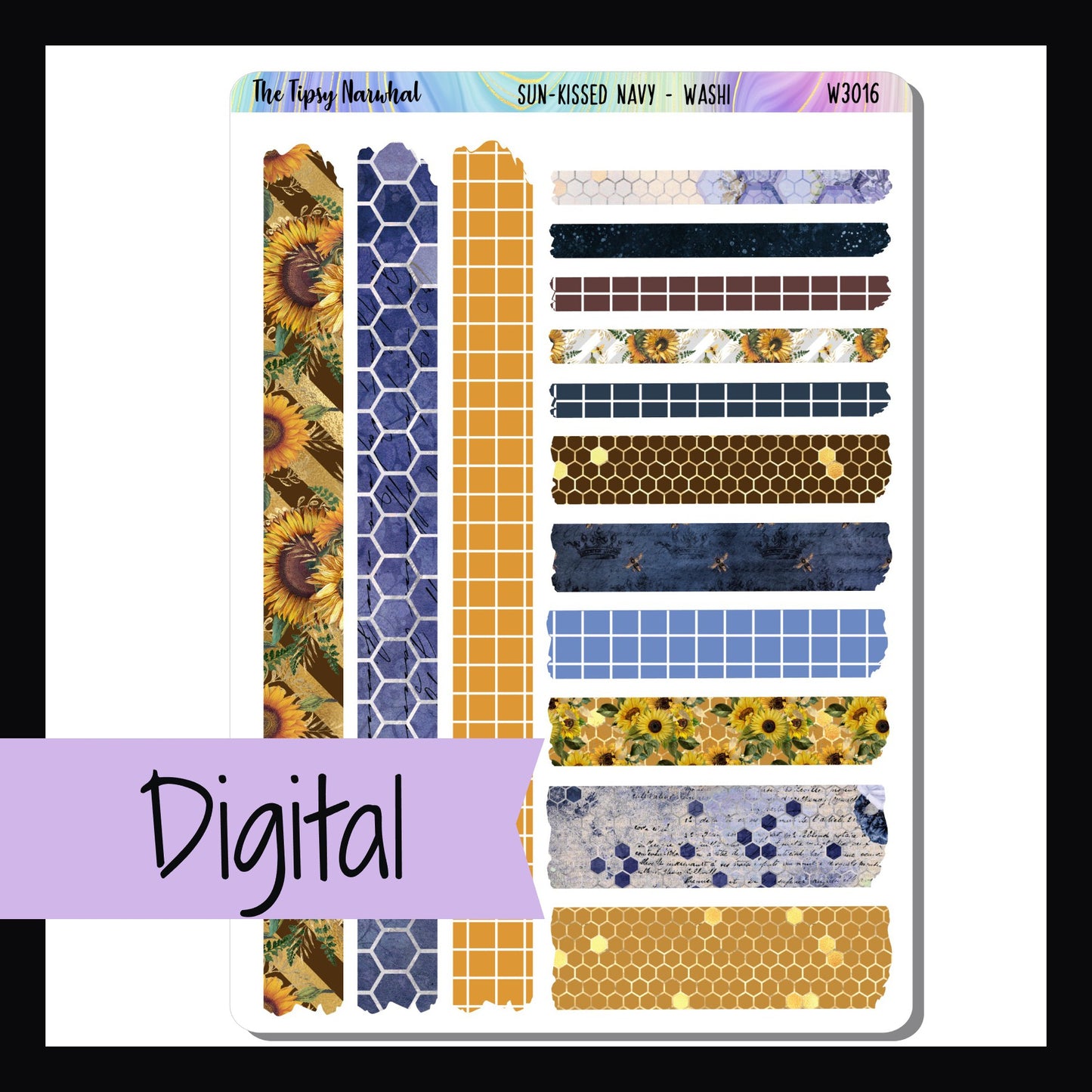 Digital Sun-Kissed Navy Washi Sheet