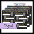 Digital Tarot Book Challenge is a digital/printable version of the sticker kit with the same name.  It is a 7 page kit featuring prompts to read books representing each of the 22 Major Arcana in a Tarot deck. 
