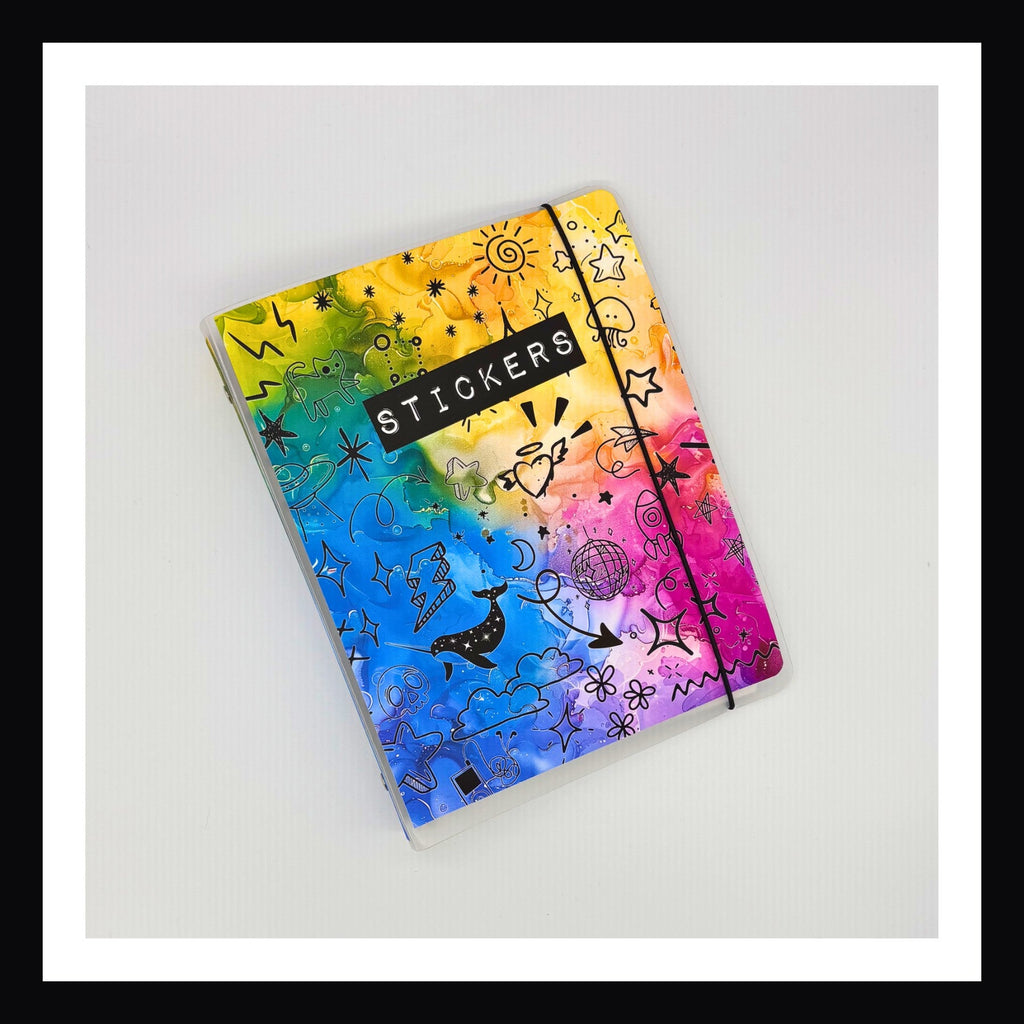 Sticker Storage - Rainbow Doodles Album front view.