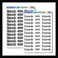 Two sheets of 'ERRANDS' planner stickers with a rainbow border on a white background.
