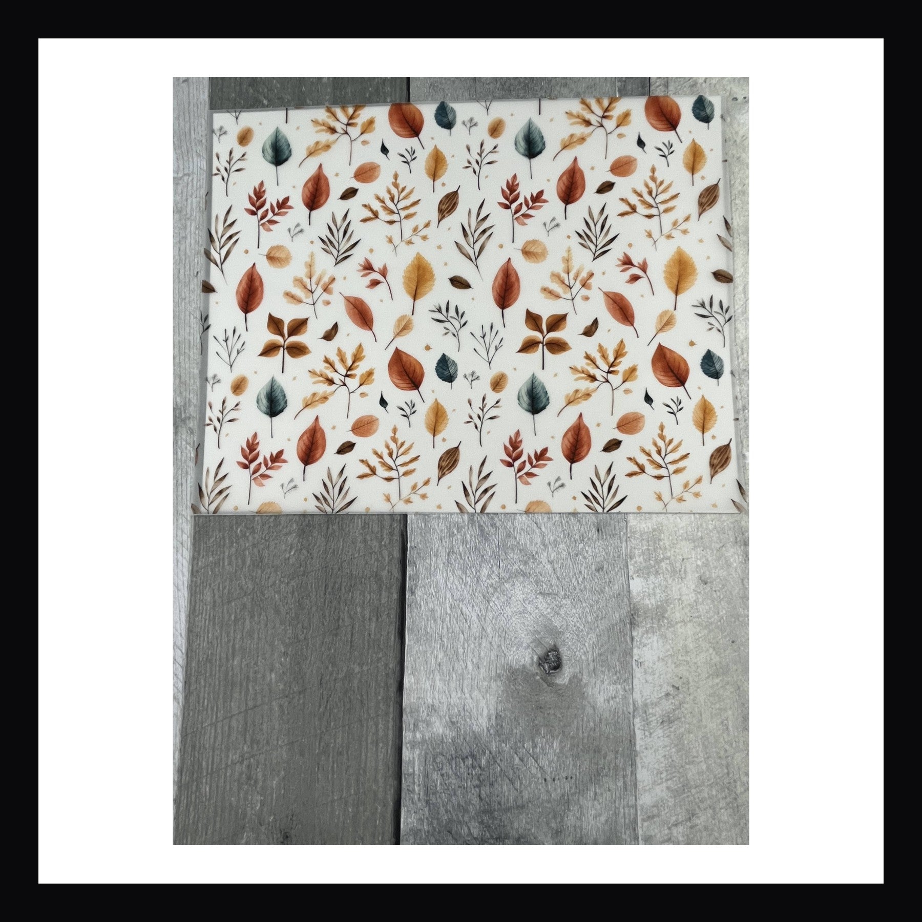 8x10 printed vellum sheet, fall leaves, fall foliage, leaves, orange, red, blue, yellow