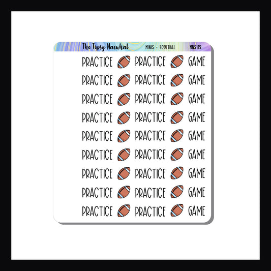 Mini Icon Sheets Football features several small format stickers to track your football practices and games.