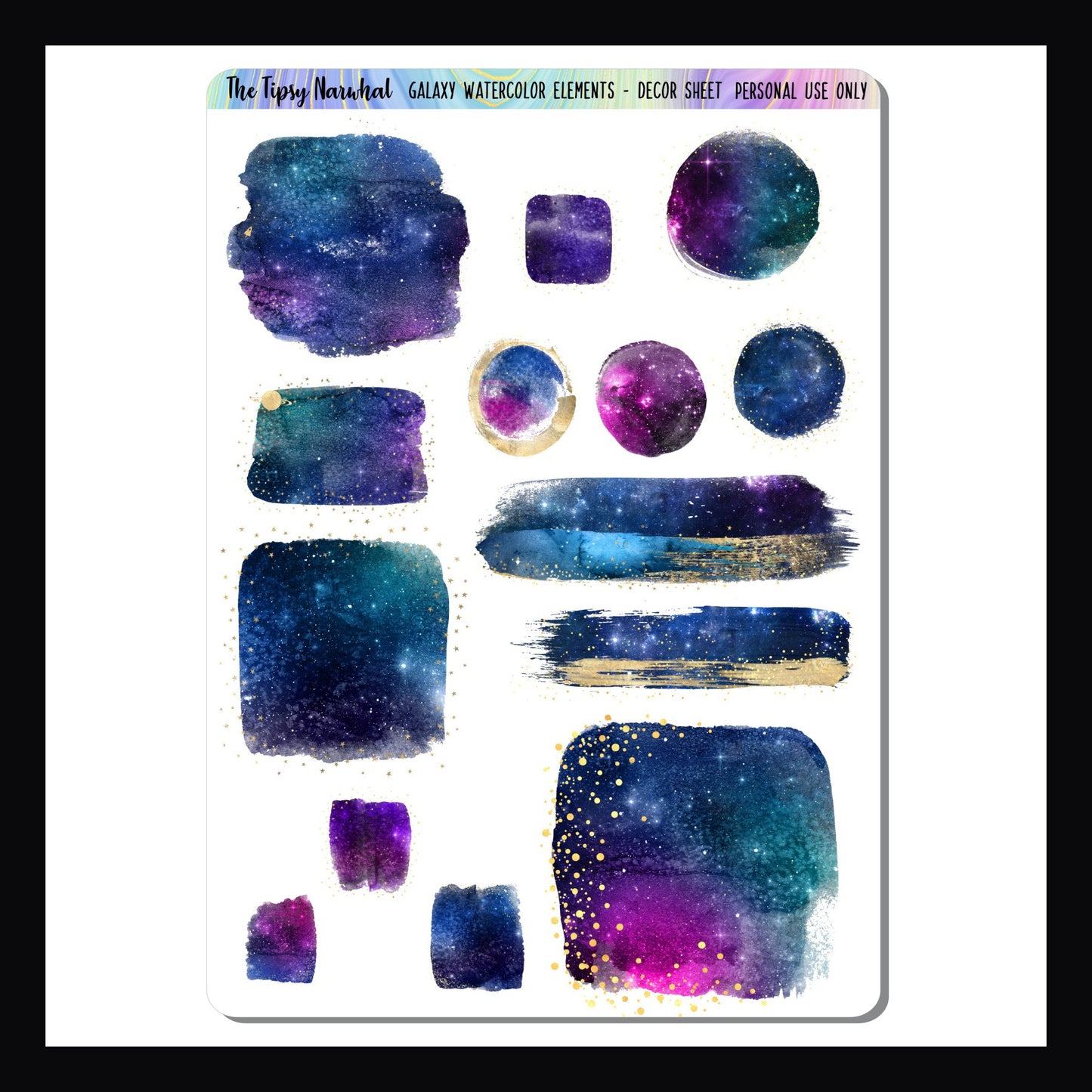 Galaxy Watercolor Element Decor Sheet