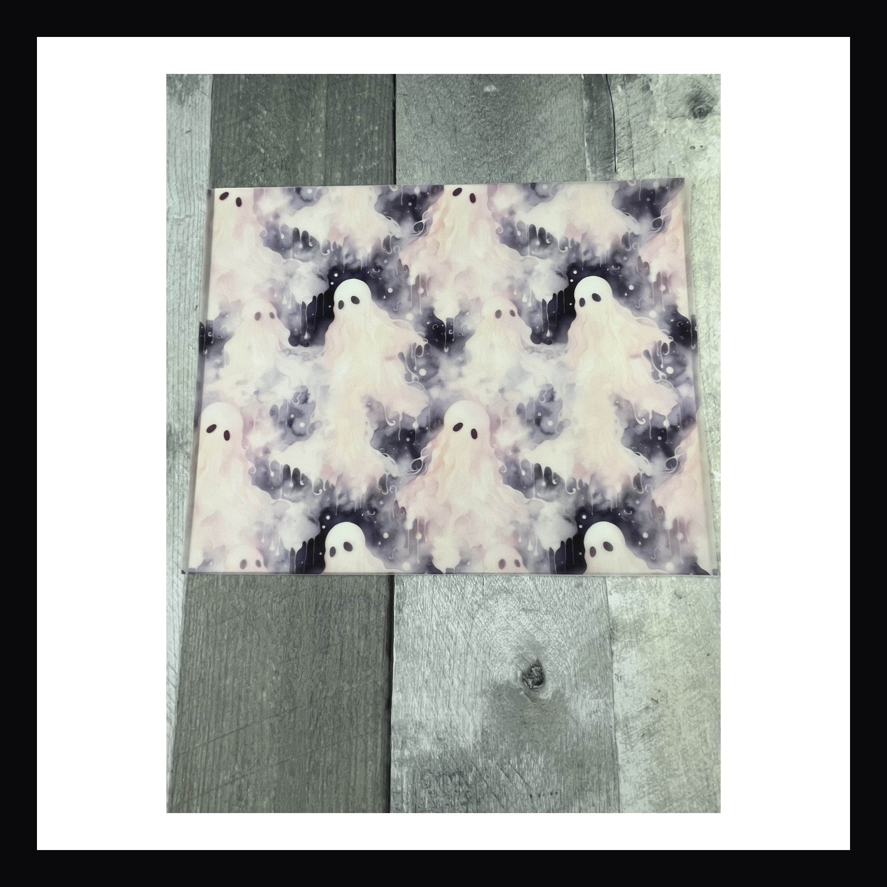 8x10 inch printed vellum, halloween vellum, spooky vellum, ghost print, pink and black, goth vellum