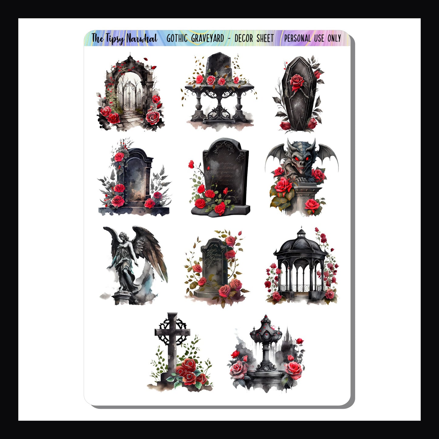 Gothic Graveyard Decor Sheet