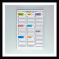 Grocery List Notepad is a 5x7 tear-away style notepad.  It features a thick chipboard backing, and 25 premium 120gsm pages. The list divides grocery items by department with extra space for household and pet items. 