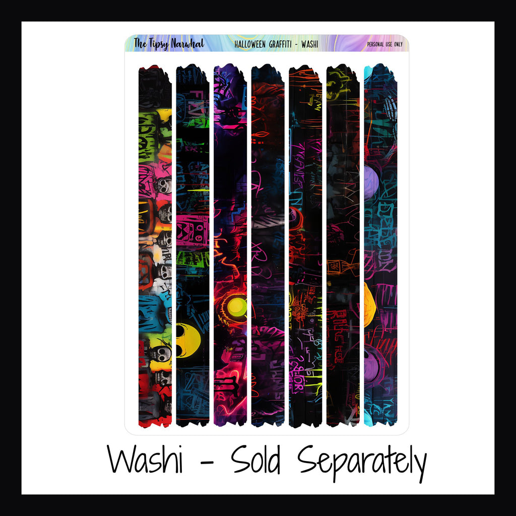 Halloween Graffiti Washi Sheet, Washi Strip Stickers, Washi Tape Stickers, halloween themed washi, graffiti style art