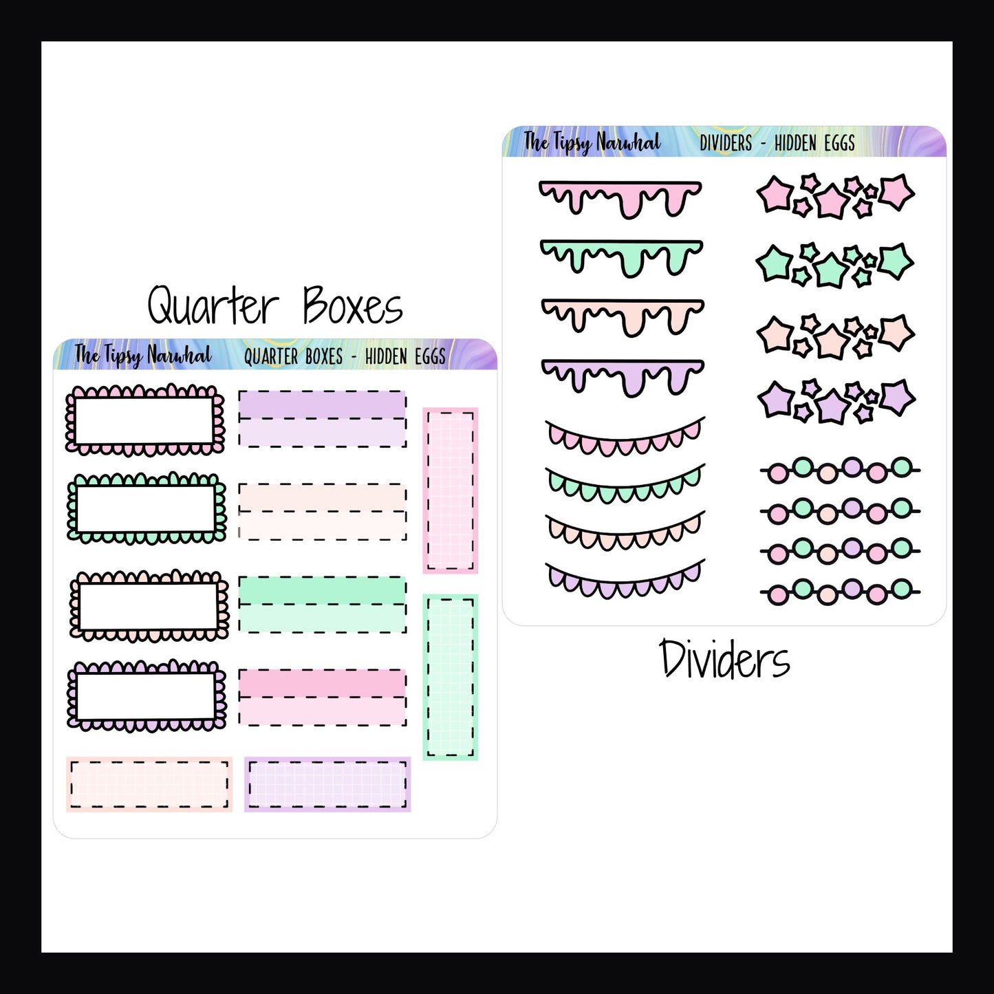Digital Hidden Eggs Functionals Quarter Box sheet and Divider Sheets.