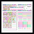 Hidden Eggs Vertical Kit.  5 page sticker kit featuring a whimsical dinosaur Easter theme.  Kit is designed to work best in vertical planners