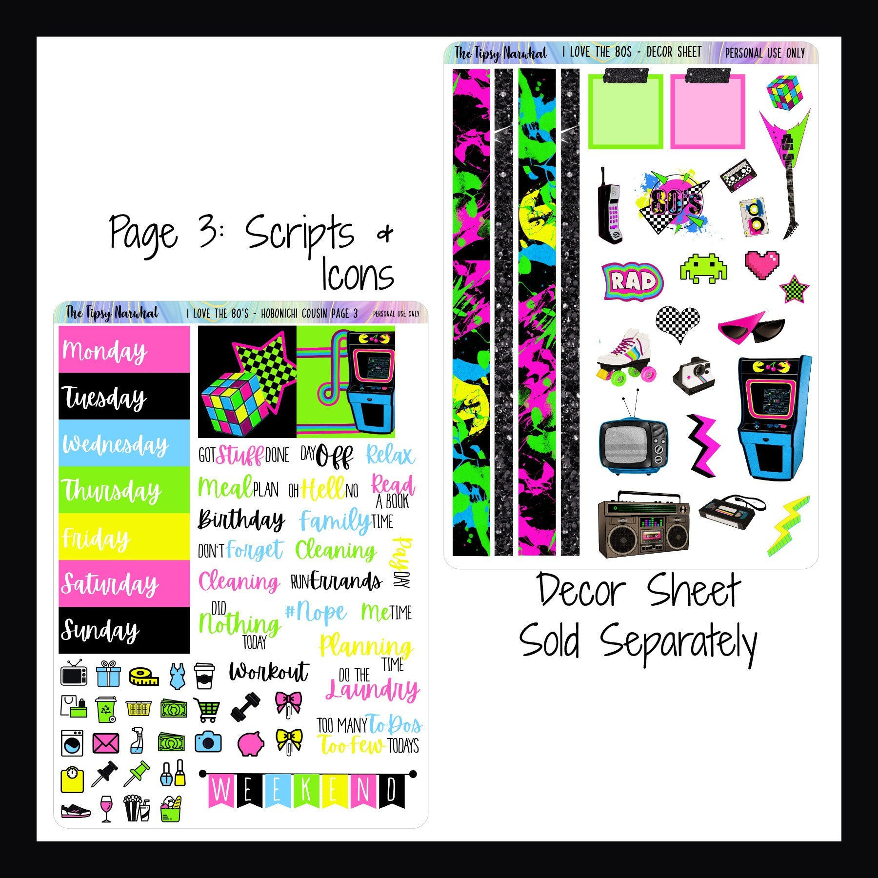 I Love the 80's Hobonichi Cousin Kit