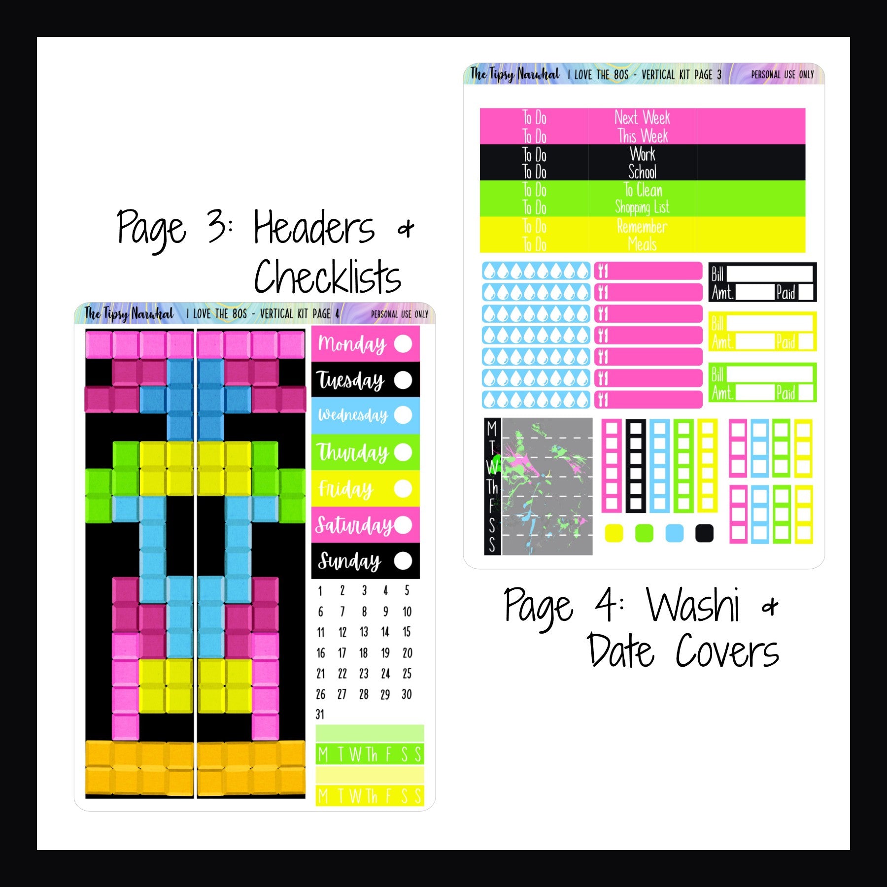 I Love the 80's Vertical Weekly Kit