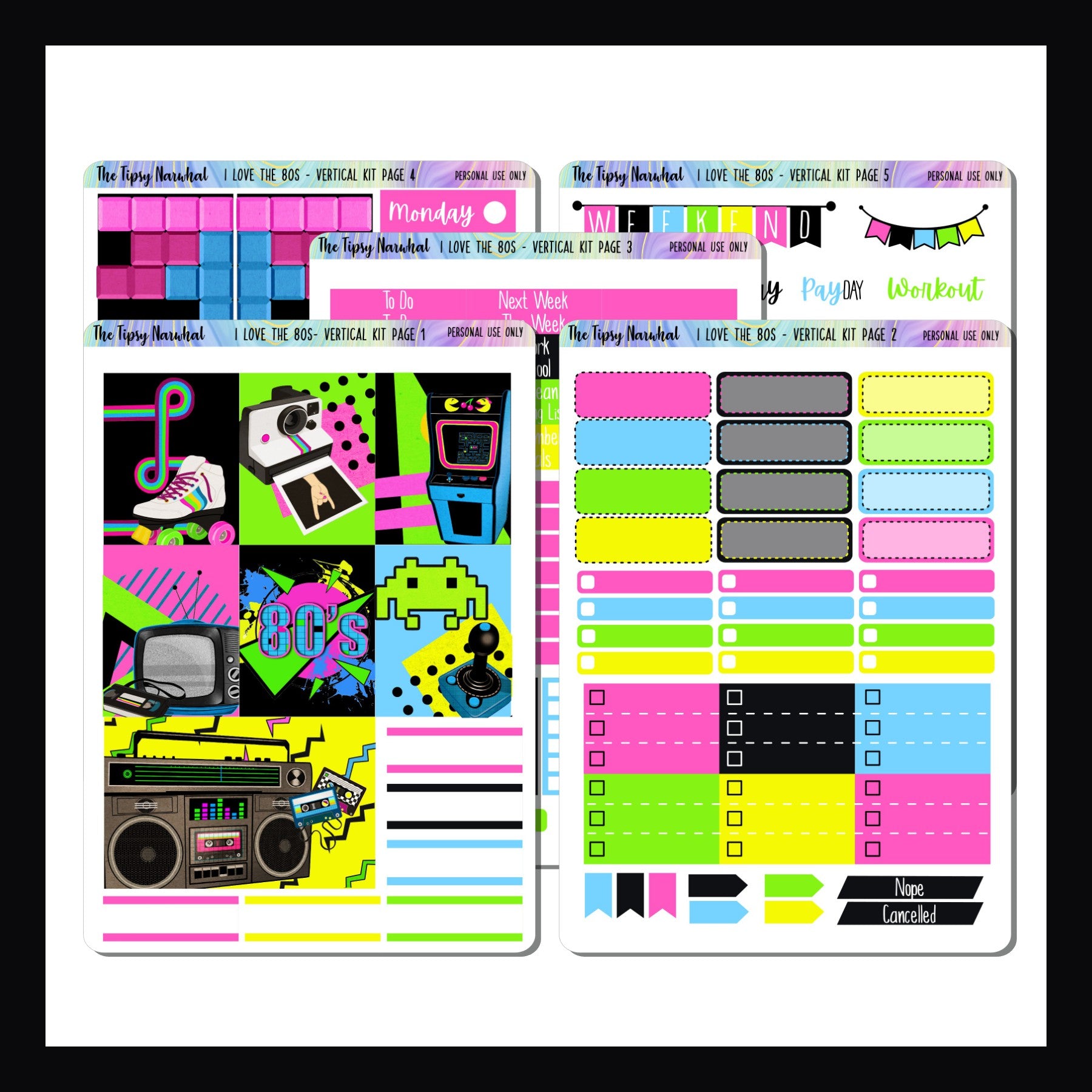 I Love the 80's Vertical Weekly Kit