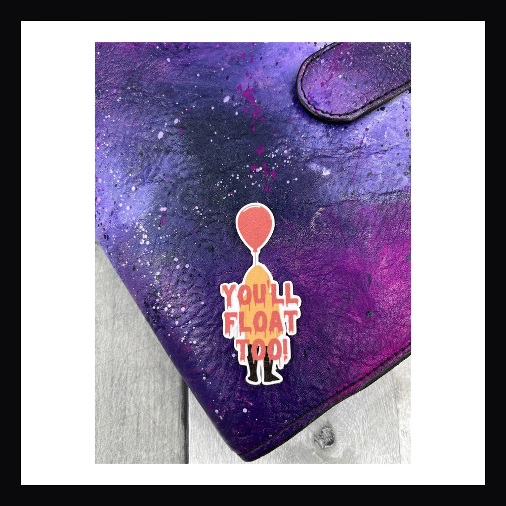 IT, pennywise, red balloon, yellow raincoat, Georgie, You'll Float Too, horror movie, horror sticker, scary movie, scary sticker, funny sticker