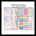 Ice Cream Dreams Hobonichi Cousin Kit is a 3 page sticker kit designed to best work in the A5 Hobonichi Cousin and similarly sized planners.   It features a fun ice cream theme and is done in a pastel rainbow color palette. 