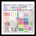 Ice Cream Dreams Vertical Weekly Kit is a 5 page sticker kit designed to best fit in 7x9 inch vertical planners.  The kit has a fun ice cream and popsicle theme and features a pastel rainbow color palette. 