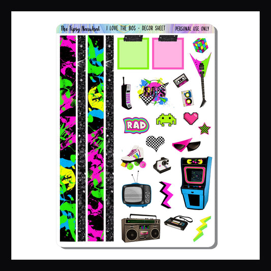 I Love the 80's Decor Sheet