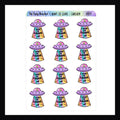 Sarcasm and Quote Stickers - I want to leave features 12 stickers with a UFO design.  Shown on a white background.