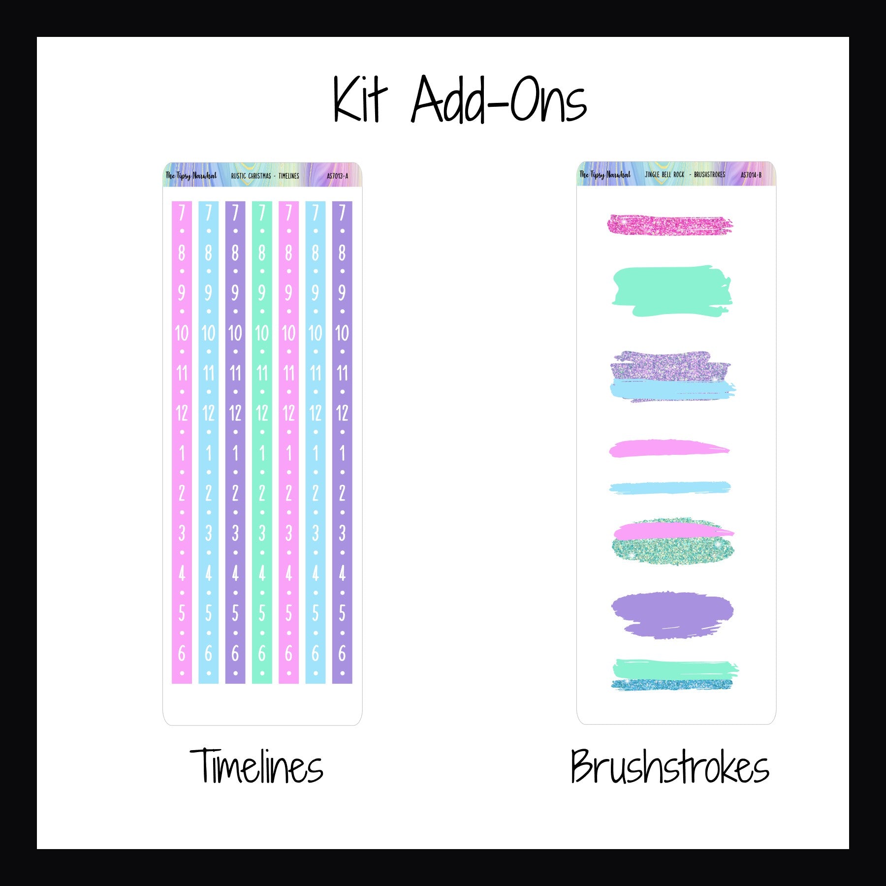 Jingle Bell Rock kit add-ons are available Timelines will turn any vertical space into an hourly planner, while Brushstrokes can be utilized to highlight appointments, notes, dates, etc. 