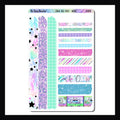 Jingle Bell Rock Washi Sheet is a 4.5x7 inch sticker sheet featuring 14 strips of various sized washi style stickers.  All patterns and colors coordinate with the Jingle Bell Rock weekly kits. 