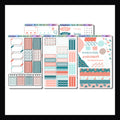June 2025 Monthly Bundle is a 5 page sticker kit that focuses on functional planning.  Each month features a limited edition theme. June's theme is flamingos and features a color palette of bright corals and cool aqua blues.