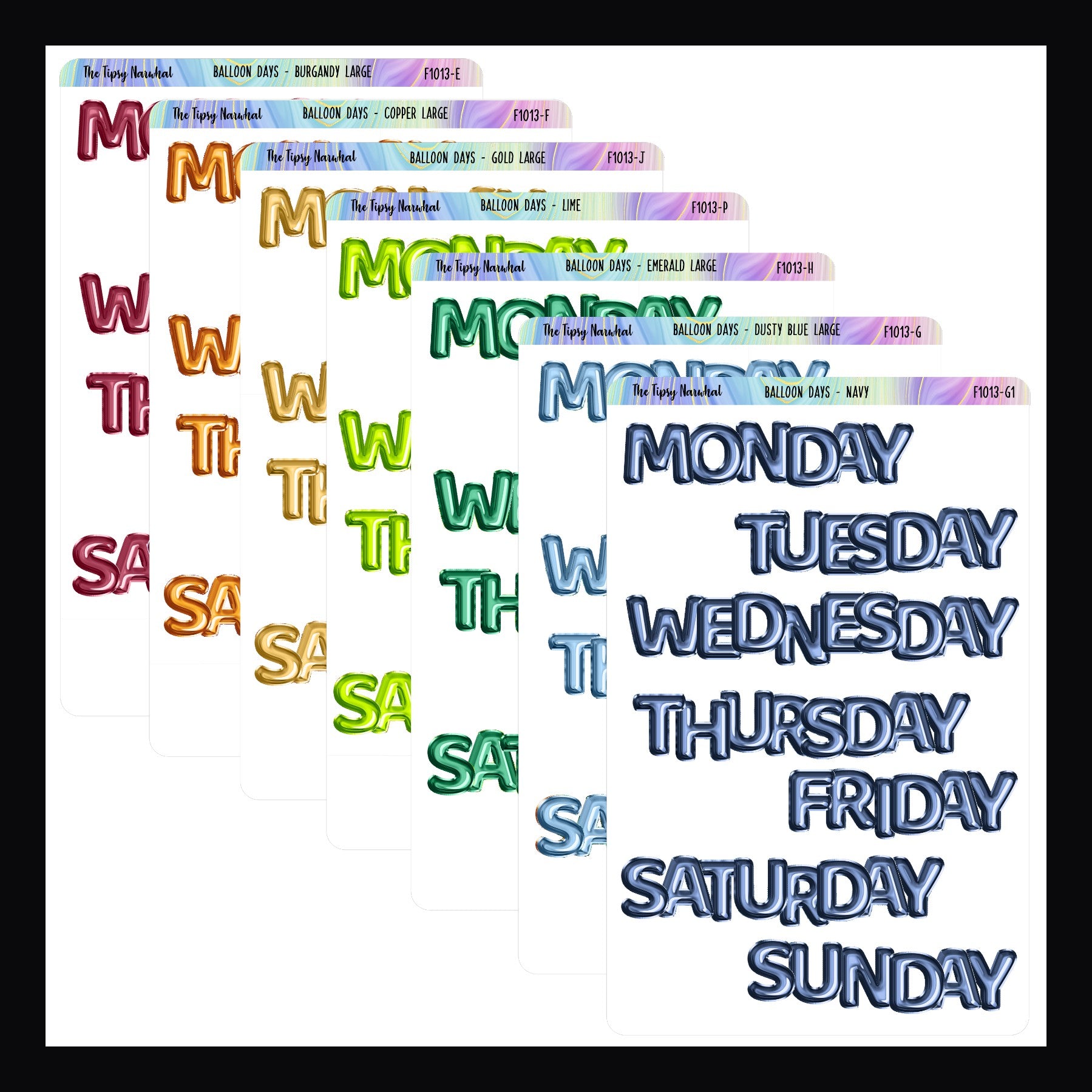 Large Daily Balloon Headers multiple color options shown on a white background