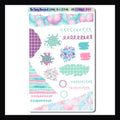 Leaving on a Jetplane Rips & Scribbles Sheet is a 4.5 x 7 inch sticker sheet featuring a selection of stickers with a scribbles, splash, or ripped appearance. Patterns and colors designed to match the Leaving on a Jetplane weekly kits. 