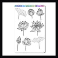 Lotus Huephoria Stickers is a 4.5 x 5 inch sticker sheet designed to be colored in with your favorite pencils, markers, or crayons.  The sheet features 8 beautiful lotus flower stickers.