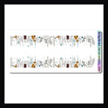 Evening Snow Woodlands Washi Sheet features two strips of dimensional washi stickers.  Each sticker featuring a myriad of woodland animals peeking from trees while snowflakes silently fall.  