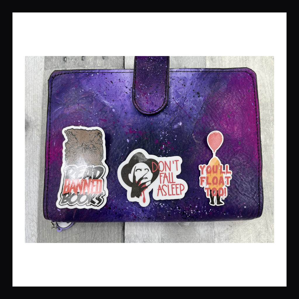 Collection of 3 die cut stickers, Funny Stickers, Sarcastic Stickers, Horror Stickers, Spooky Stickers, Scary Stickers, Scary Movies, Horror Movies, Evil Dead, Nightmare on Elm Street, IT