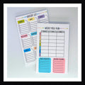 The Ultimate Meal Planning Bundle features 1 Grocery List notepad and 1 Weekly Meal Plan notepad.  Both pads feature thick chipboard backing, and 25 premium 120gsm sheets.  