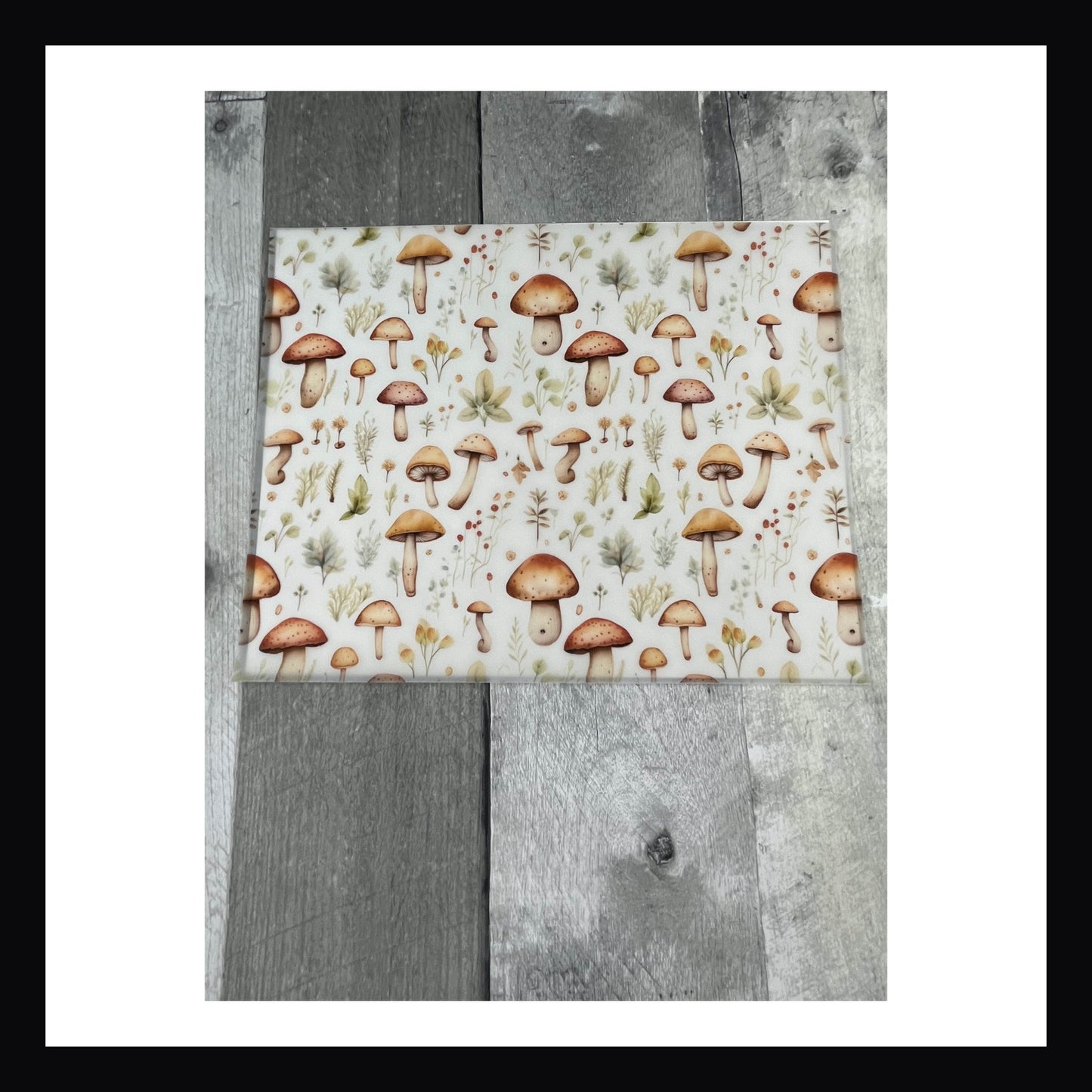 8x10 printed vellum sheet, fall vellum, mushroom print, mushrooms, grasses, seeds, leaves, autumn patterns