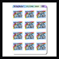 Out of Spoons Sarcasm & Quotes sheet is a collection of 12 colorful stickers featuring the quote "she believed she could but she ran out of spoons, so she didn't"