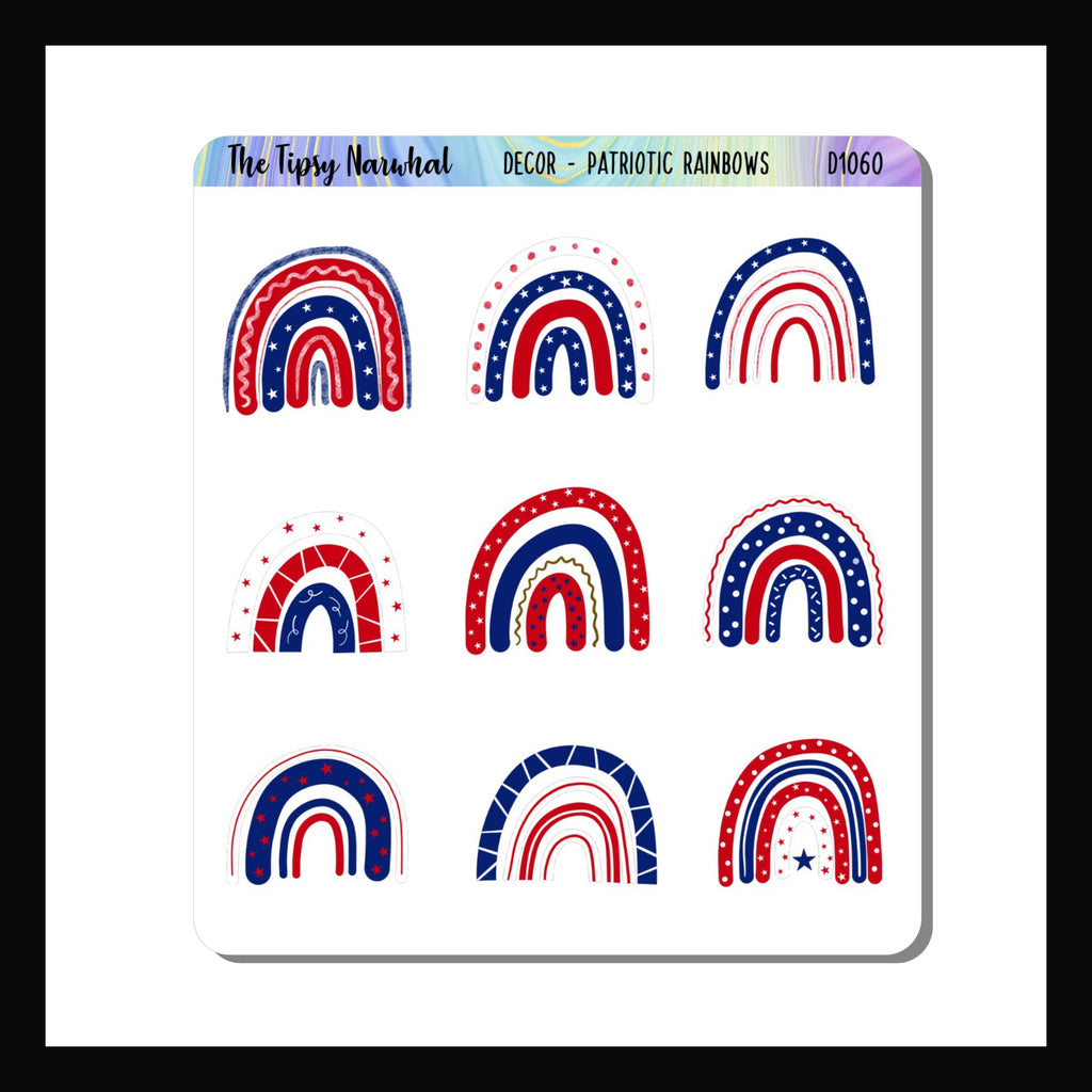 Digital Patriotic Rainbows Decor Sheet