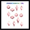 Pink Ornaments Decor sheet features 12 pink ornament stickers in various shapes and patterns. Shown here on a white background.