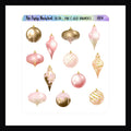 Pink & Gold Ornaments sticker sheet, multiple holiday ornaments, glitter, damask, baubles, christmas ornaments, 