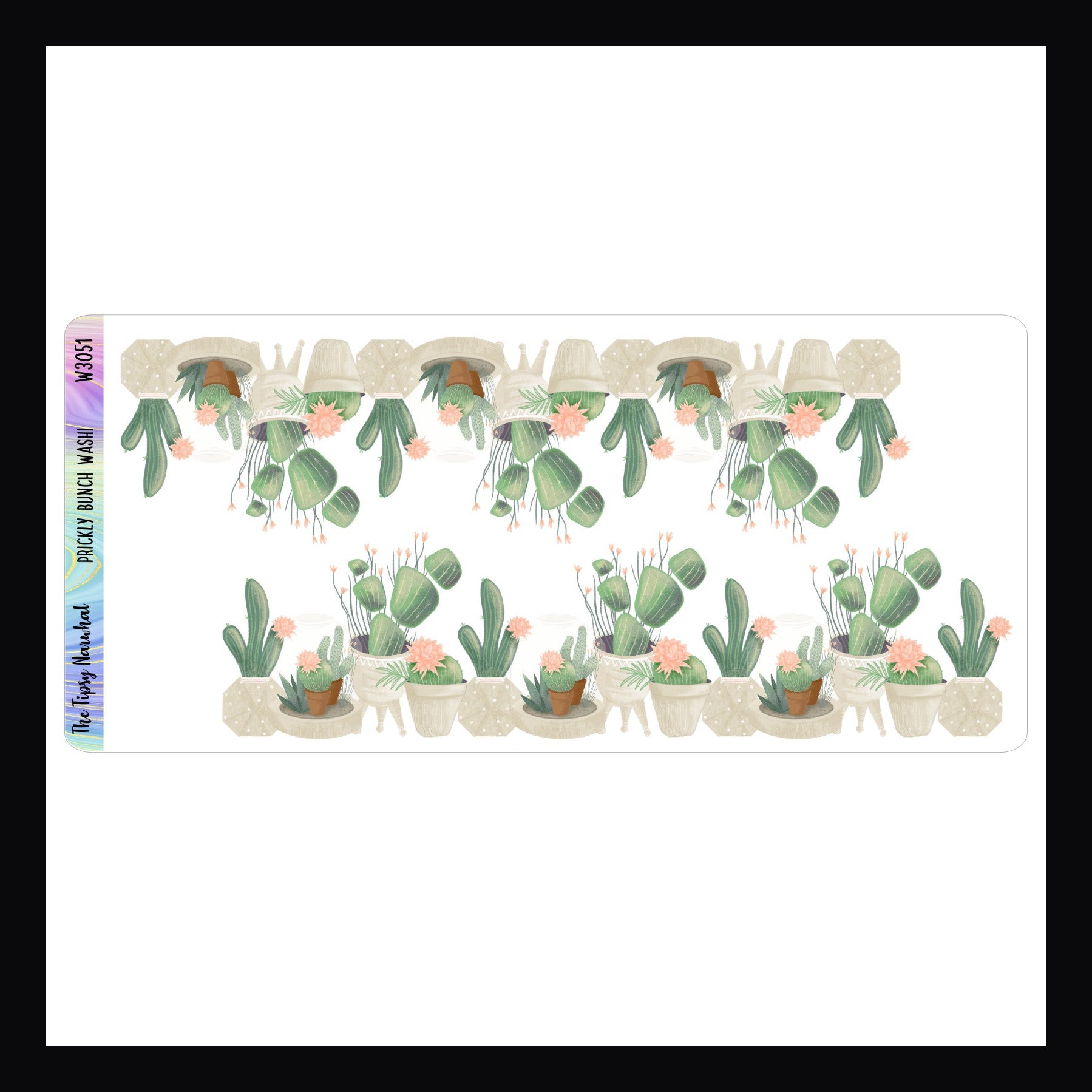 Sheet of planner stickers with cactus and succulent designs on a white background.