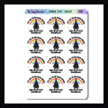 Rainbow Lover Sarcasm & Quotes sheet contains 12 adorable stickers featuring a bat and the statement "It's Ok to Be Dead Inside and Also Love Rainbows"