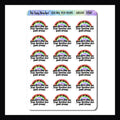 Reaching Your Dreams Sarcasm & Quotes sheet contains 18 adorable stickers featuring a rainbow and the statement "Don't Let Being a Dumb Bitch Keep You From Reaching Your Damn Dreams"