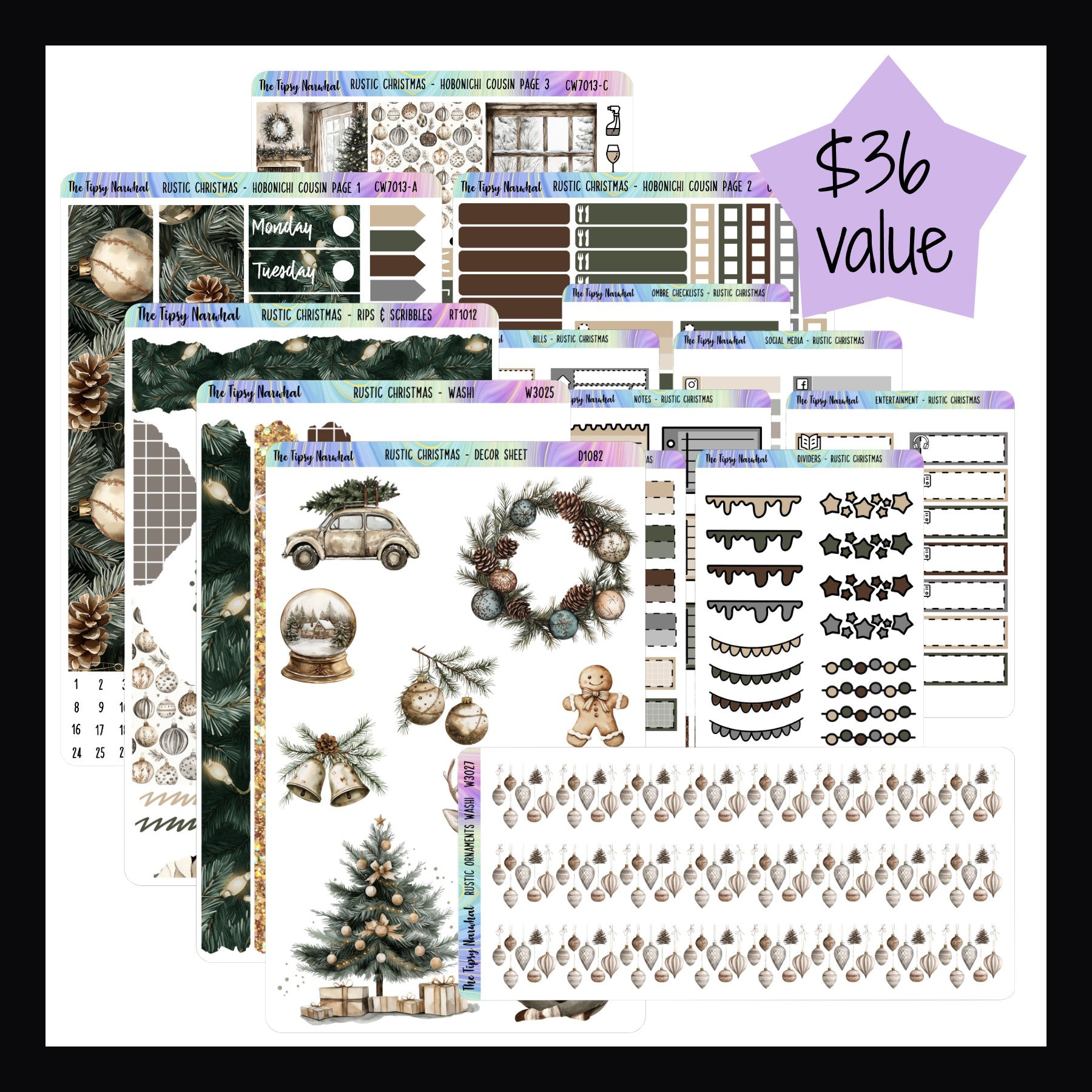 Rustic Christmas Hobonichi Cousin Bundle