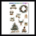 Vertical Christmas Decor Sheet features various Christmas stickers including a wreath, tree, gift, and bells.  Coordinates with the Rustic Christmas weekly Kits.  