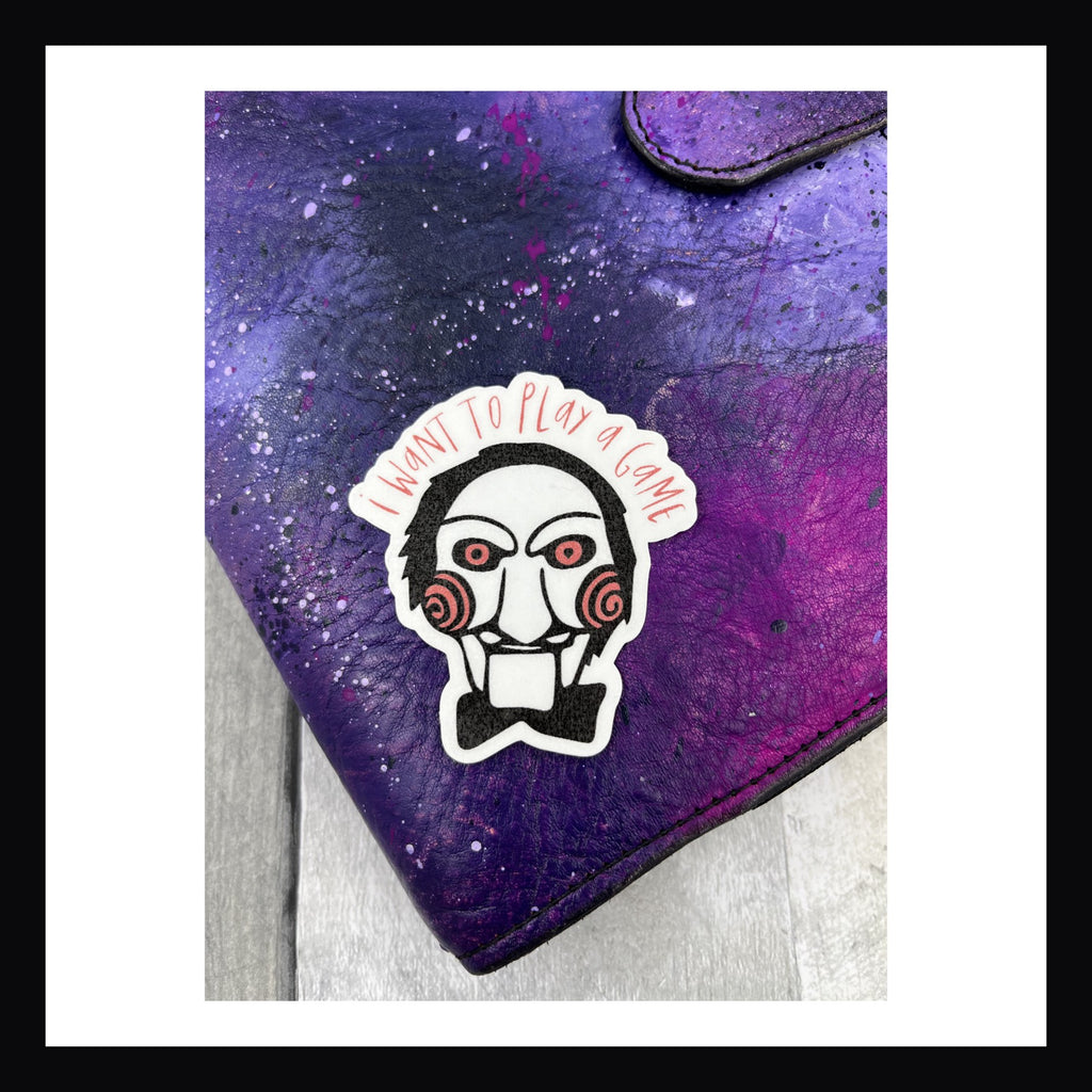 Saw sticker, jigsaw, puppet, billy the puppet, scary movie, horror movie, character sticker, scary sticker, horror sticker, humor sticker, funny sticker
