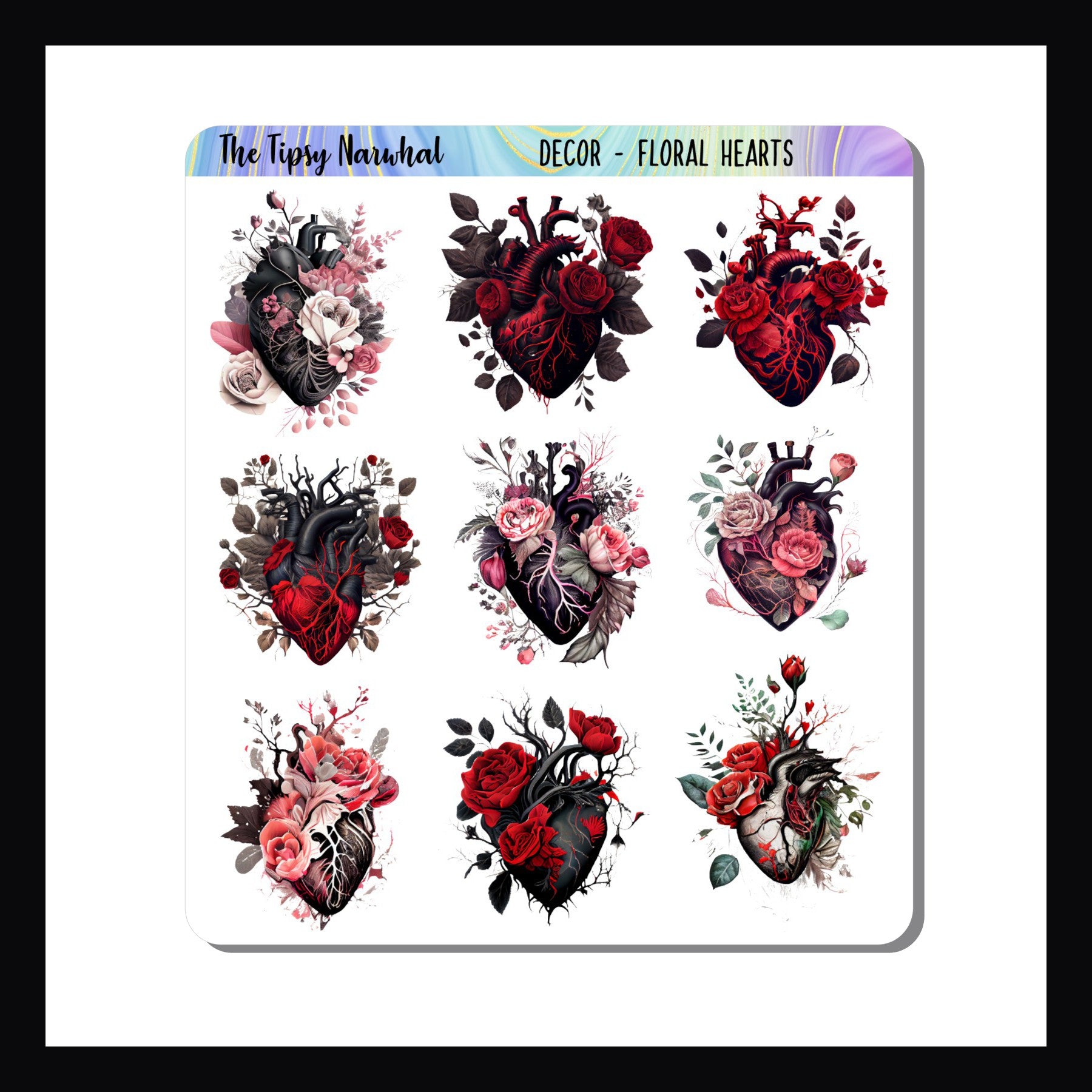 Floral Hearts Decor Sheet