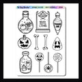 Sonch's Halloween 1 sticker sheet is a collection of coloring stickers featuring designs from the popular artist.  Part of the Huephoria Sticker Collection. 