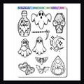 Sonch's Halloween 2 sticker sheet is a collection of colorable Halloween stickers.  Part of the Huephoria Sticker Collection.