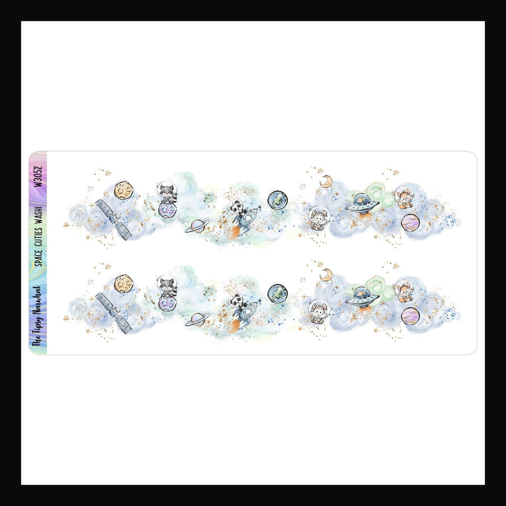 Washi Sticker Sheet - Space Cuties shown here on a white background.