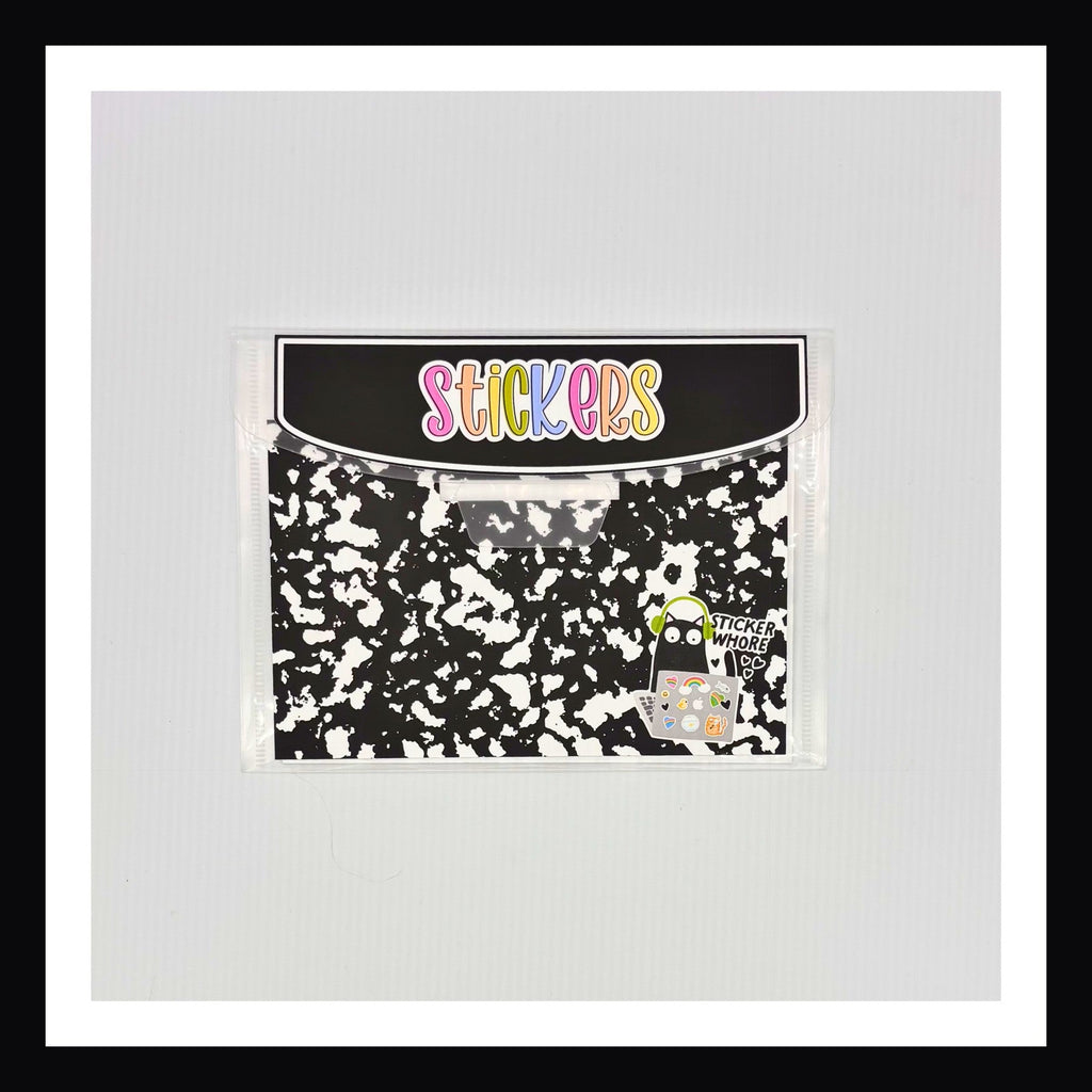 Sticker Storage envelope with sticker club design back side view of flap closure