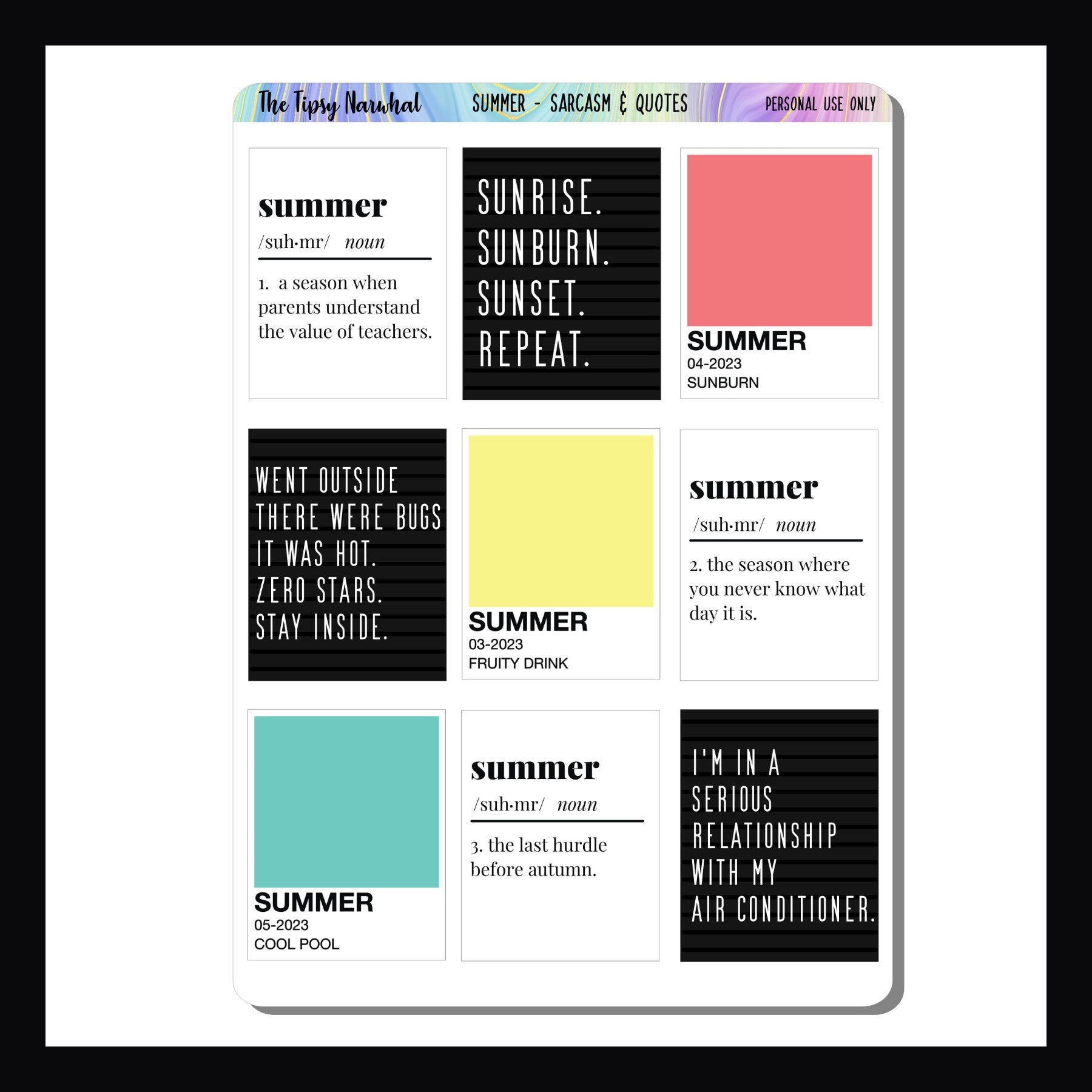Summer Sarcasm Sticker Sheet