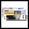 Sun-Kissed Navy Hobonichi Weeks Kit is a 3 page sticker kit sized to fit the Hobonichi Weeks planner and other similarly designed planners. It features a bee and sunflower theme with a blue, gold, and brown color palette. 